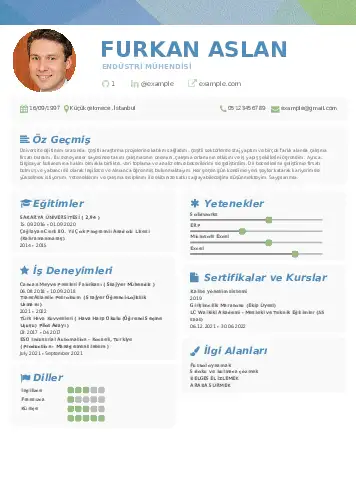 Endüstri Mühendisi CV Örnekleri cv indir